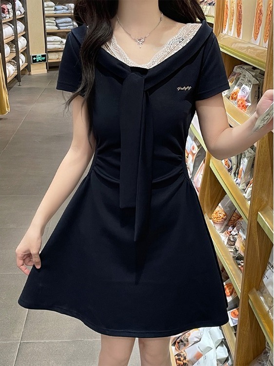 Summer Clothing Old Navy - Summer Lace Trim A-Line Dress Navy
