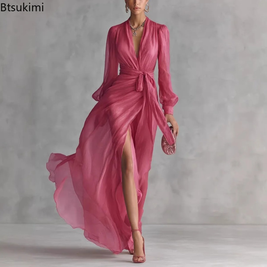 Summer Clothing Long Sleeve - New Fashion Solid Color V-neck Party