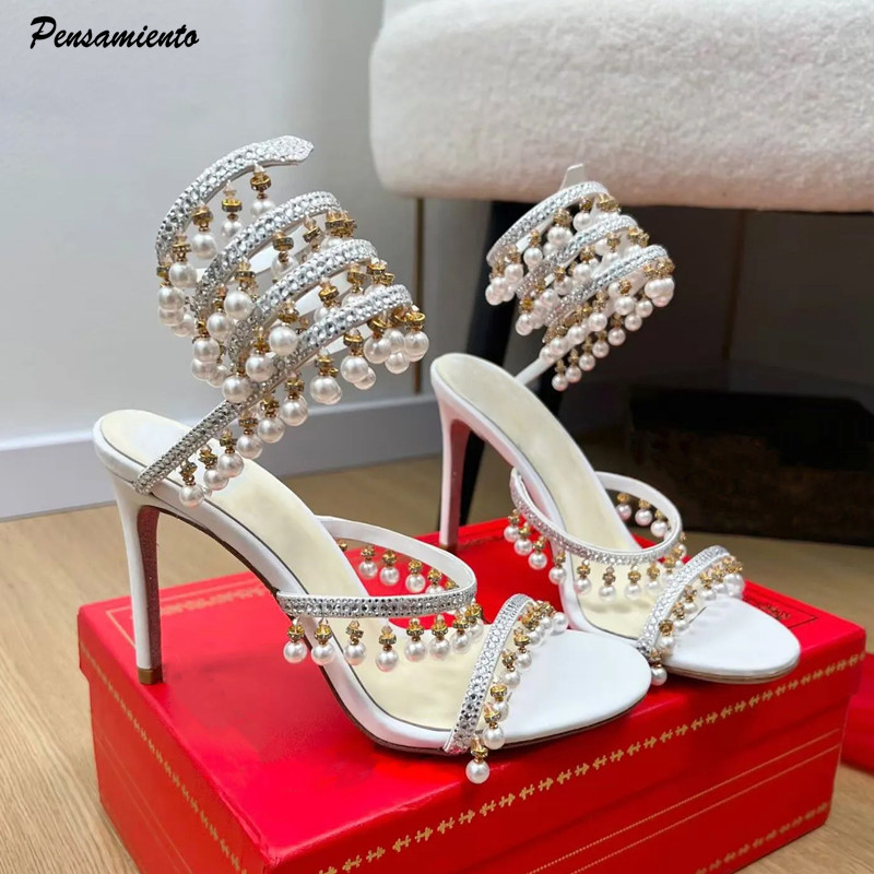 Summer Clothing Items - Luxury Rhinestones Pearls Tassels Women Gladiator