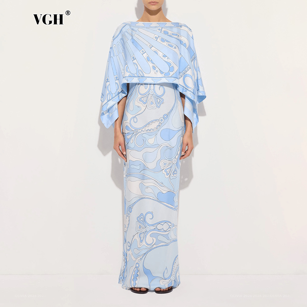 VGH Light Blue Abstract Print  - Summer Clothing Women Sale ulasan dan harga