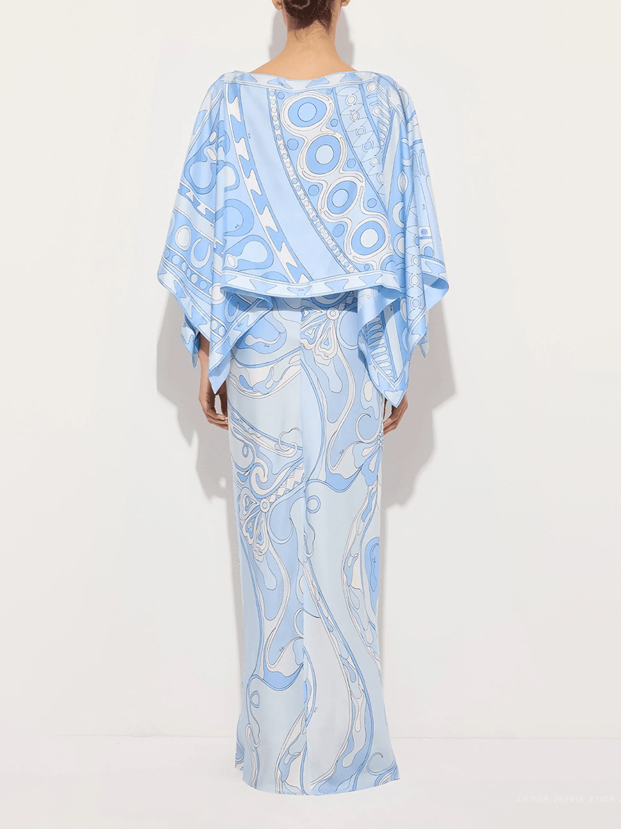 VGH Light Blue Abstract Print  - Summer Clothing Women Sale ulasan dan harga