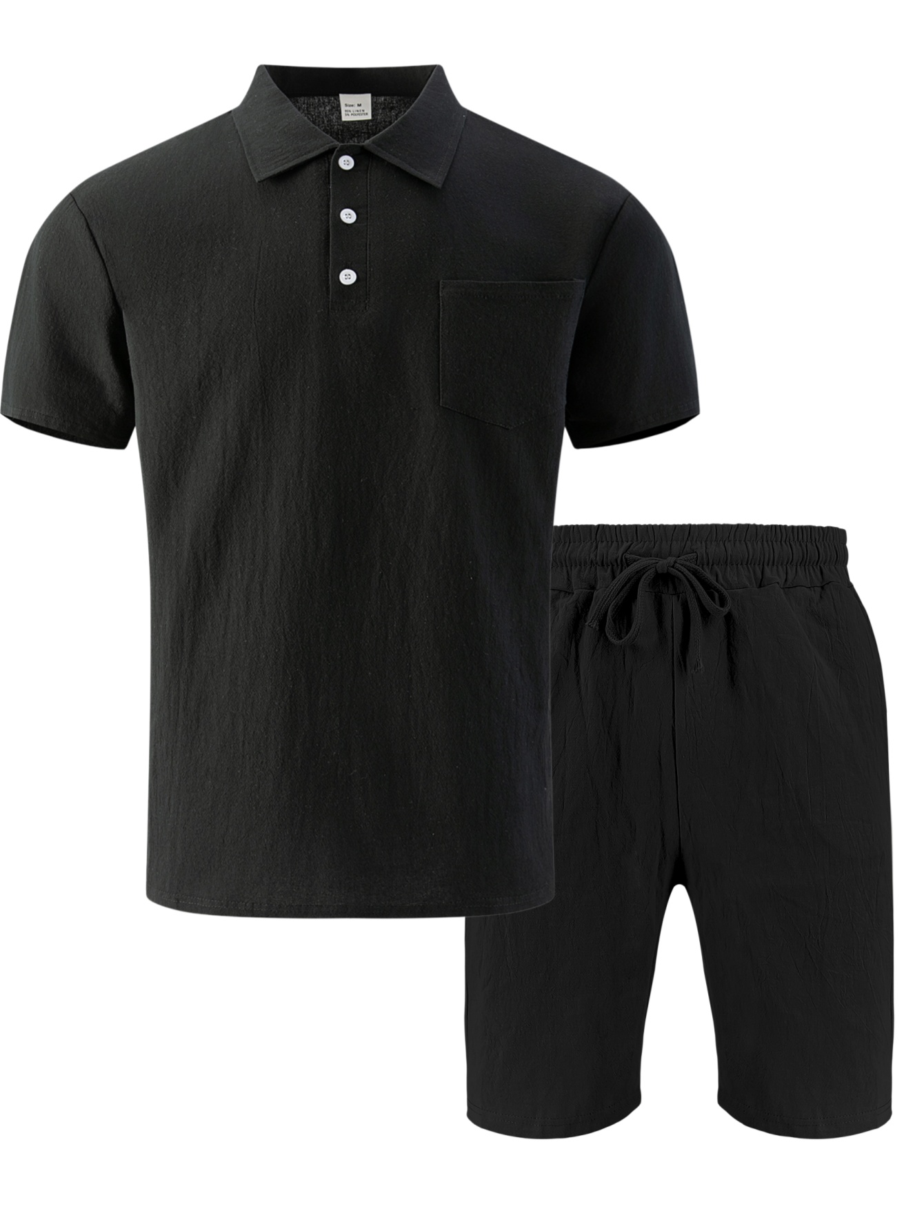 Men's Textured Linen Polo Shor - Linen Shorts Men ulasan dan harga