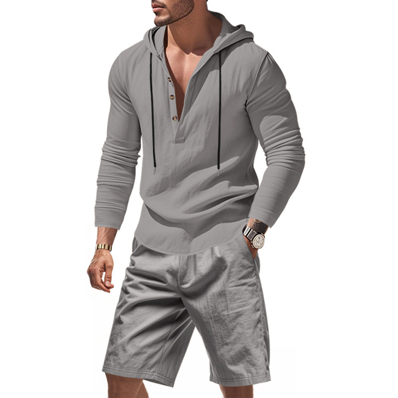 Men's Linen 2 Piece Outfit Hoo - Linen Shorts Men ulasan dan harga