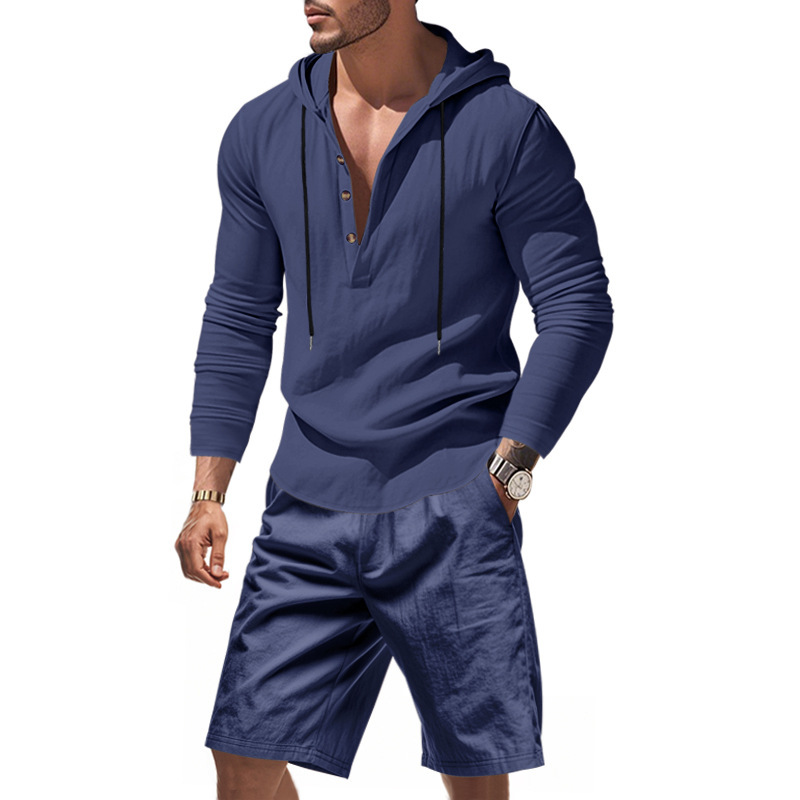 Men's Linen 2 Piece Outfit Hoo - Linen Shorts Men ulasan dan harga