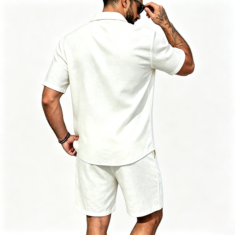 Men Linen Two Piece Outfit Sho - Linen Shorts Men ulasan dan harga