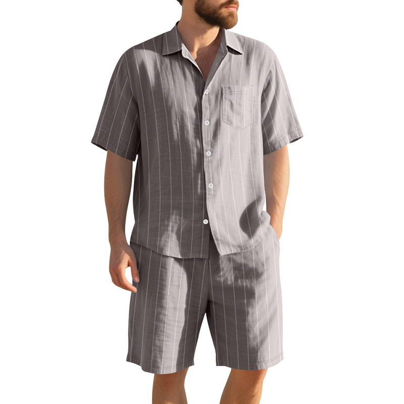 Summer Linen Suit Men's Stripe - Linen Shorts Men ulasan dan harga
