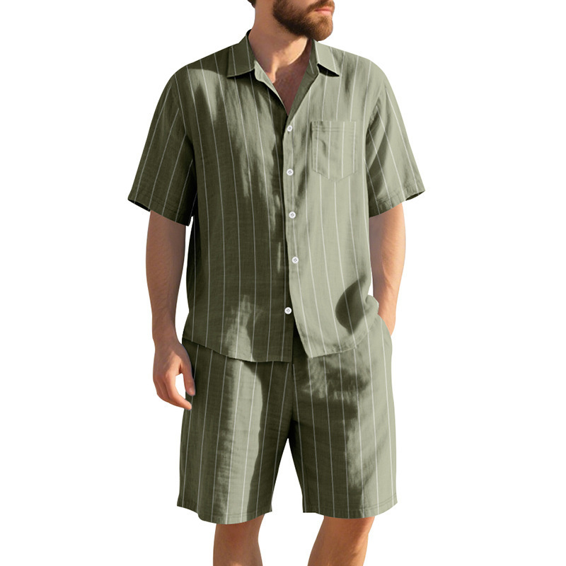 Summer Linen Suit Men's Stripe - Linen Shorts Men ulasan dan harga
