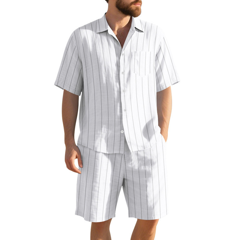 Summer Linen Suit Men's Stripe - Linen Shorts Men ulasan dan harga