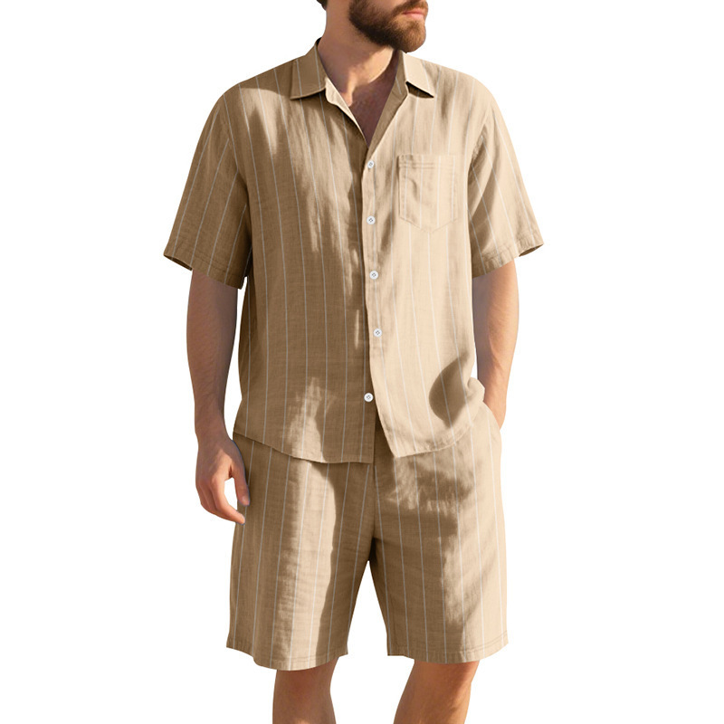 Summer Linen Suit Men's Stripe - Linen Shorts Men ulasan dan harga