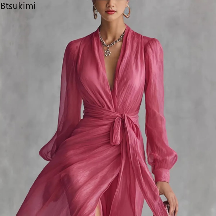 New Fashion Solid Color V-neck - Summer Clothing Long Sleeve ulasan dan harga