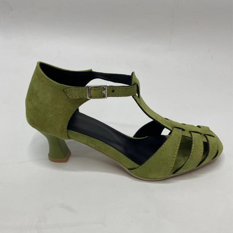 Women's Green Suede Kitten Hee - Summer Clothing Items ulasan dan harga