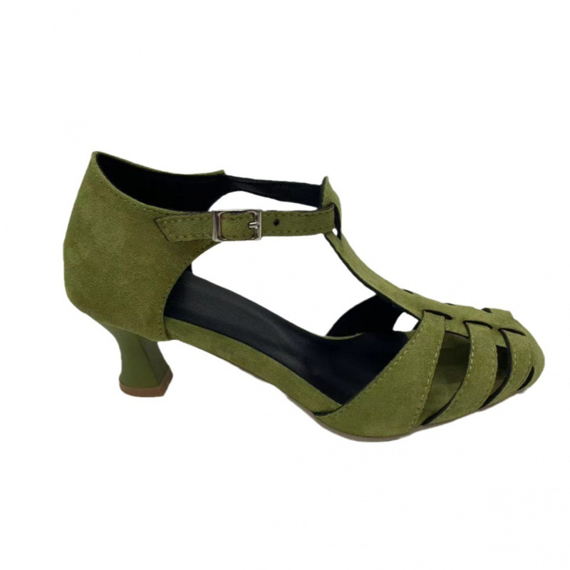 Women's Green Suede Kitten Hee - Summer Clothing Items ulasan dan harga