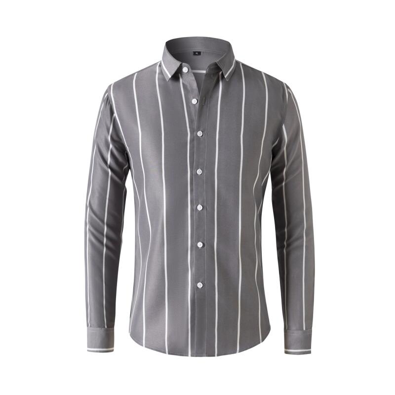 Men's Striped Dress Shirt Long - Summer Clothing Long Sleeve ulasan dan harga