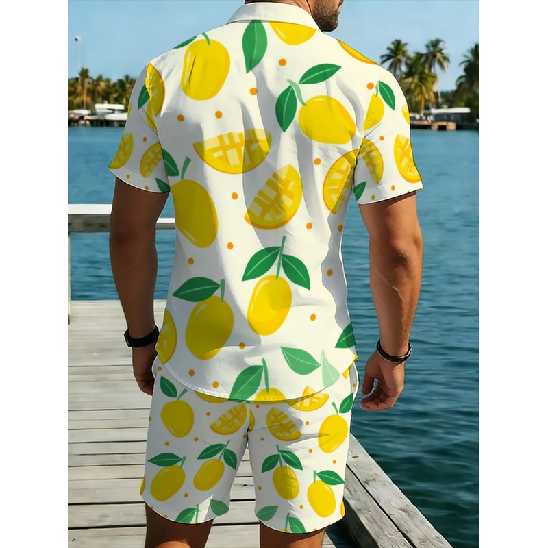Men Linen Print Short Sleeve S - Linen Shorts Men ulasan dan harga