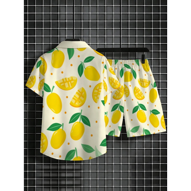 Men Linen Print Short Sleeve S - Linen Shorts Men ulasan dan harga