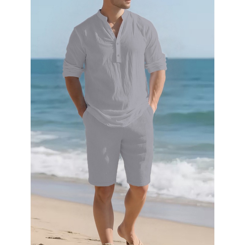 Men's White Linen Blend Two Pi - Linen Shorts Men ulasan dan harga