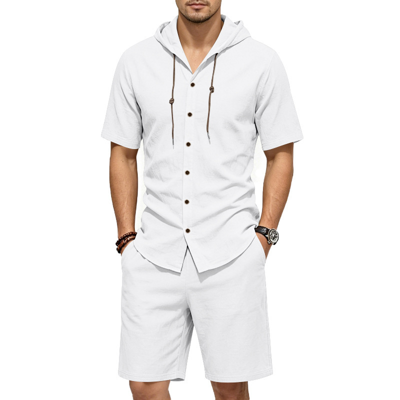 Mens Summer Linen Two Piece Se - Linen Shorts Men ulasan dan harga