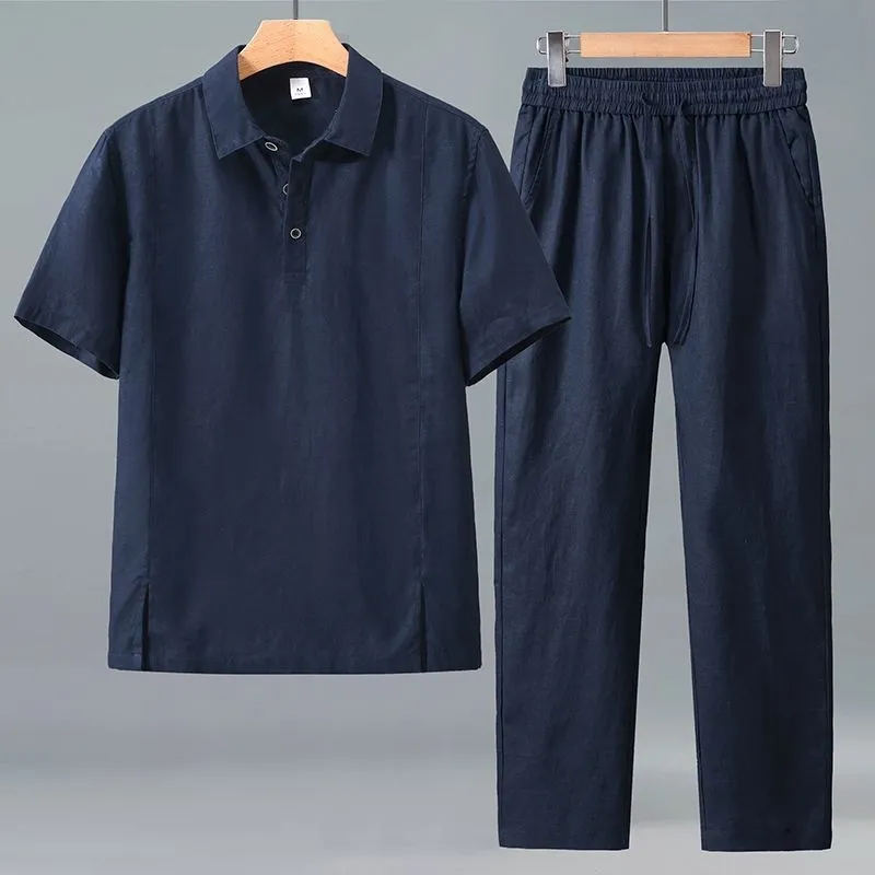 Men Plus Size Summer Linen Two - Linen Shorts Men ulasan dan harga