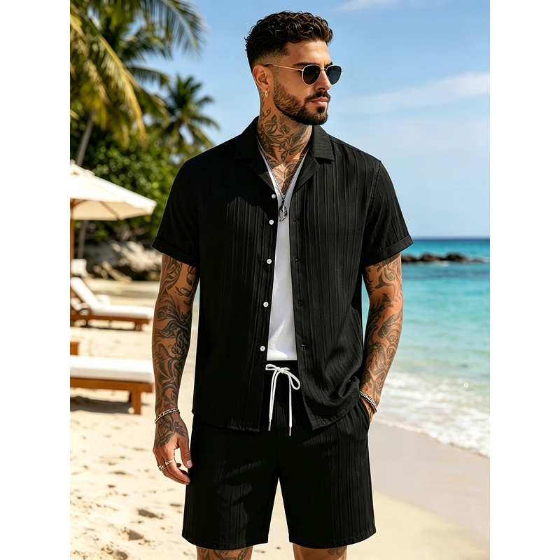 2Men's Summer Casual Suit Set， - Summer Clothing Beach ulasan dan harga