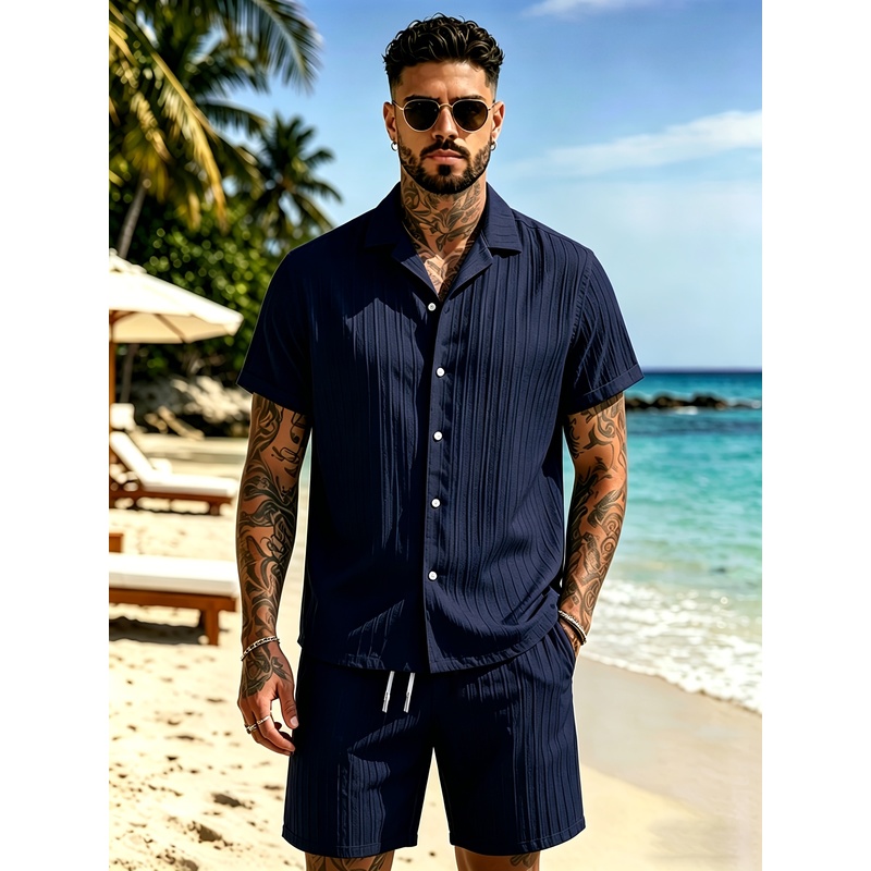 2Men's Summer Casual Suit Set， - Summer Clothing Beach ulasan dan harga
