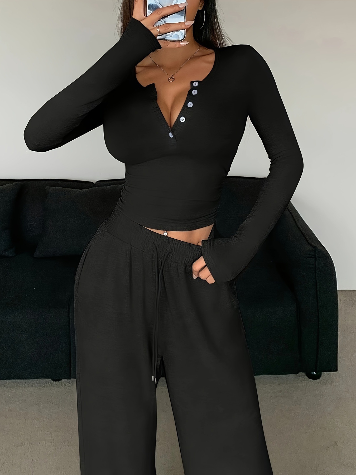 Solid Color Pant Sets Autumn W - Summer Clothing Women Sale ulasan dan harga
