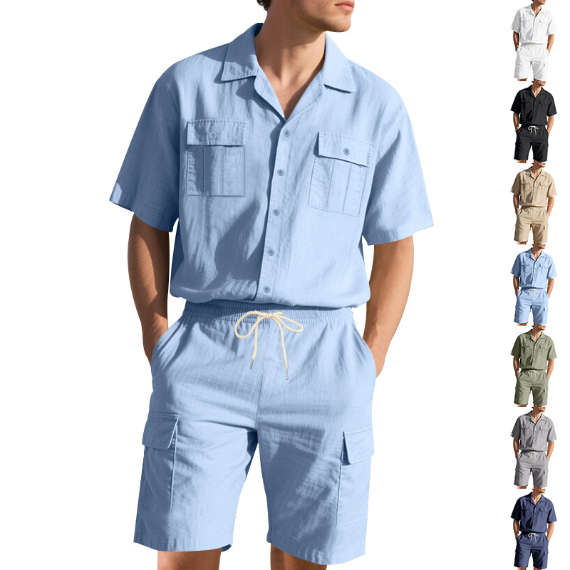 Men's Summer Linen Solid Color - Linen Shorts Men ulasan dan harga