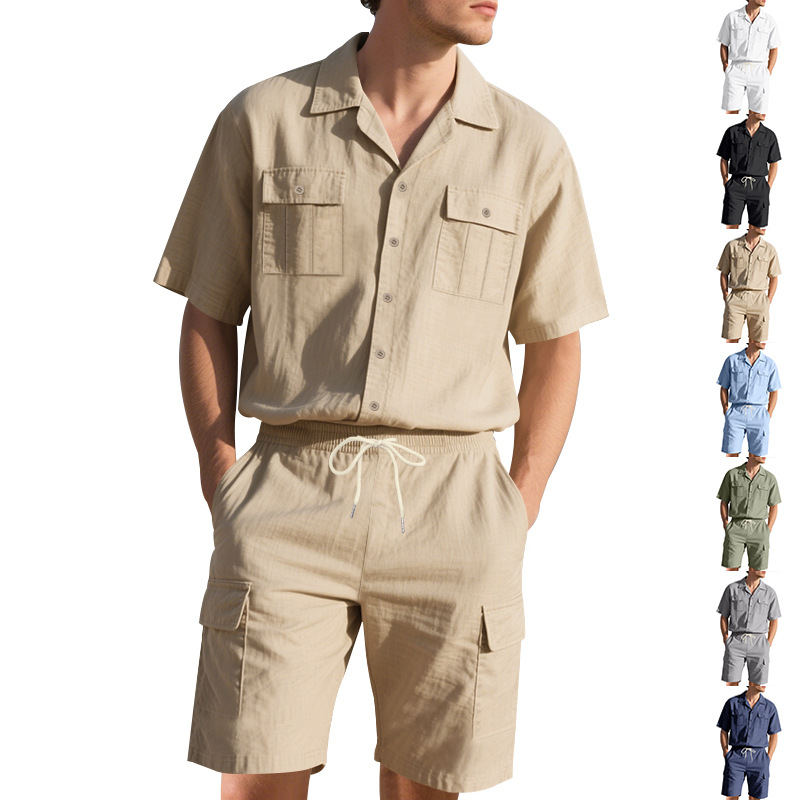 Men's Summer Linen Solid Color - Linen Shorts Men ulasan dan harga