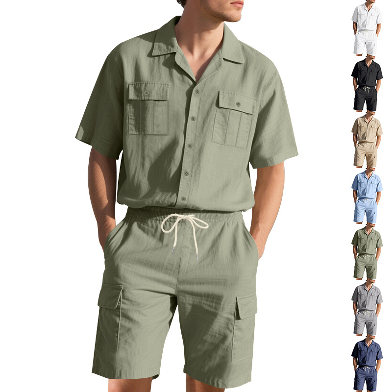 Men's Summer Linen Solid Color - Linen Shorts Men ulasan dan harga