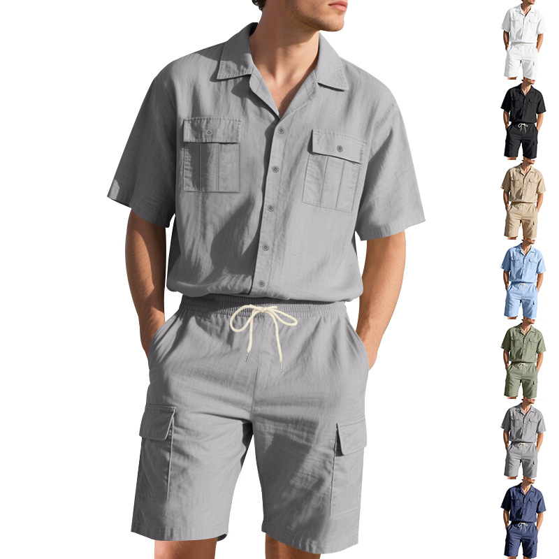 Men's Summer Linen Solid Color - Linen Shorts Men ulasan dan harga