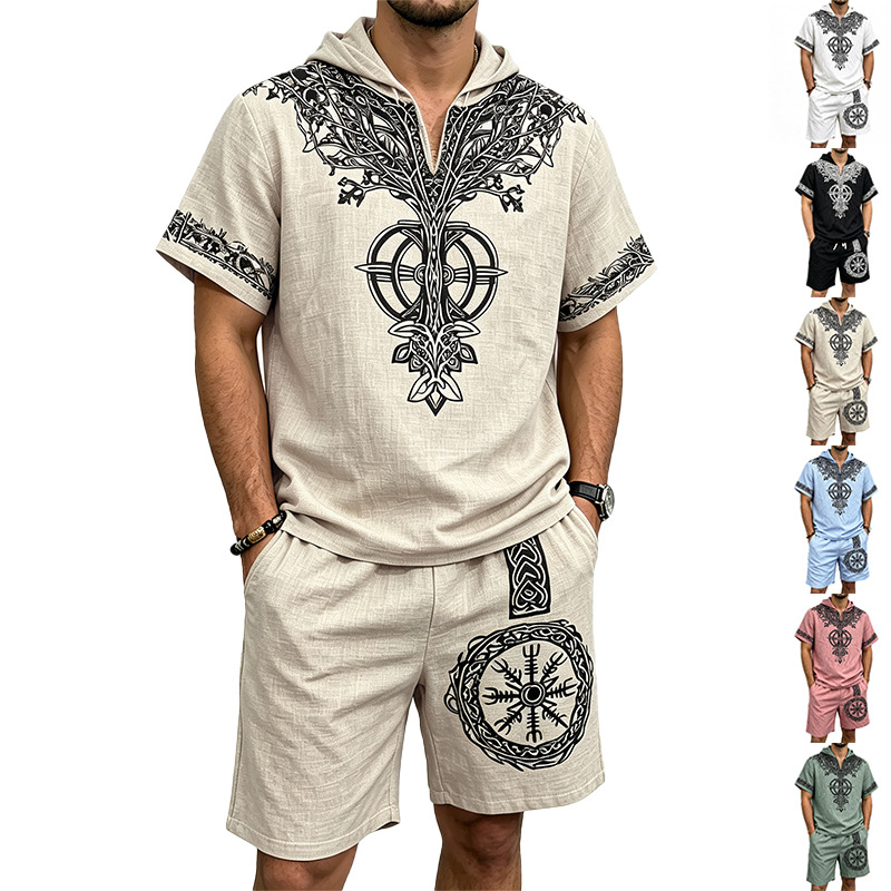 Men Linen Look Viking Tree Pri - Linen Shorts Men ulasan dan harga