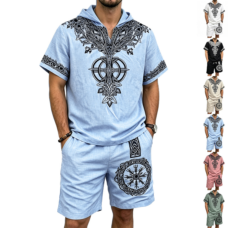 Men Linen Look Viking Tree Pri - Linen Shorts Men ulasan dan harga