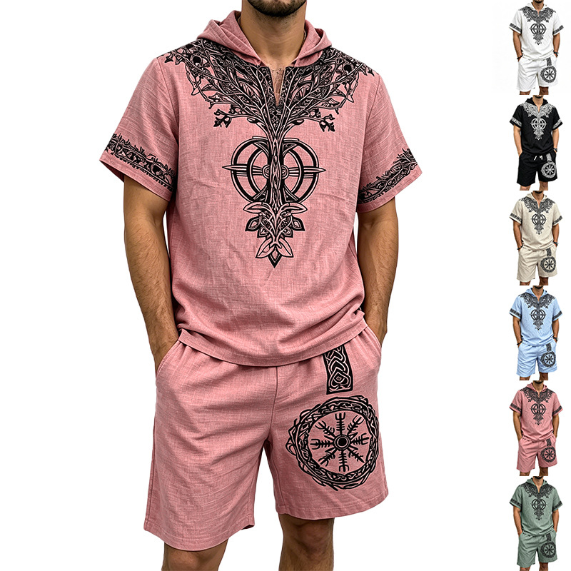 Men Linen Look Viking Tree Pri - Linen Shorts Men ulasan dan harga
