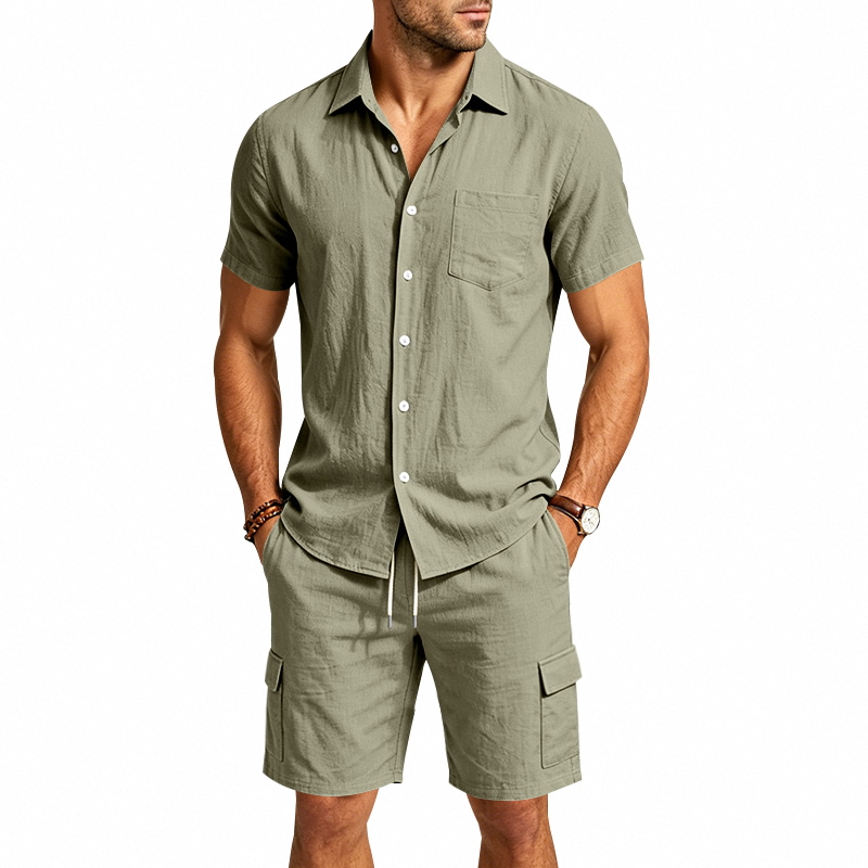 Men Summer American Linen Two  - Linen Shorts Men ulasan dan harga